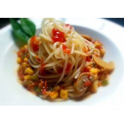 Spaghetti, Légumes, Sauce Ail.
