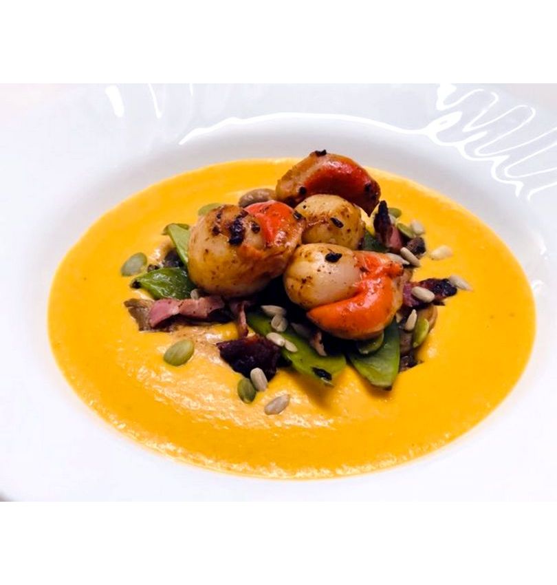 Plat Terre et Mer. Potiron St-Jacques. Plat Terre et Mer. Potiron St-Jacques.